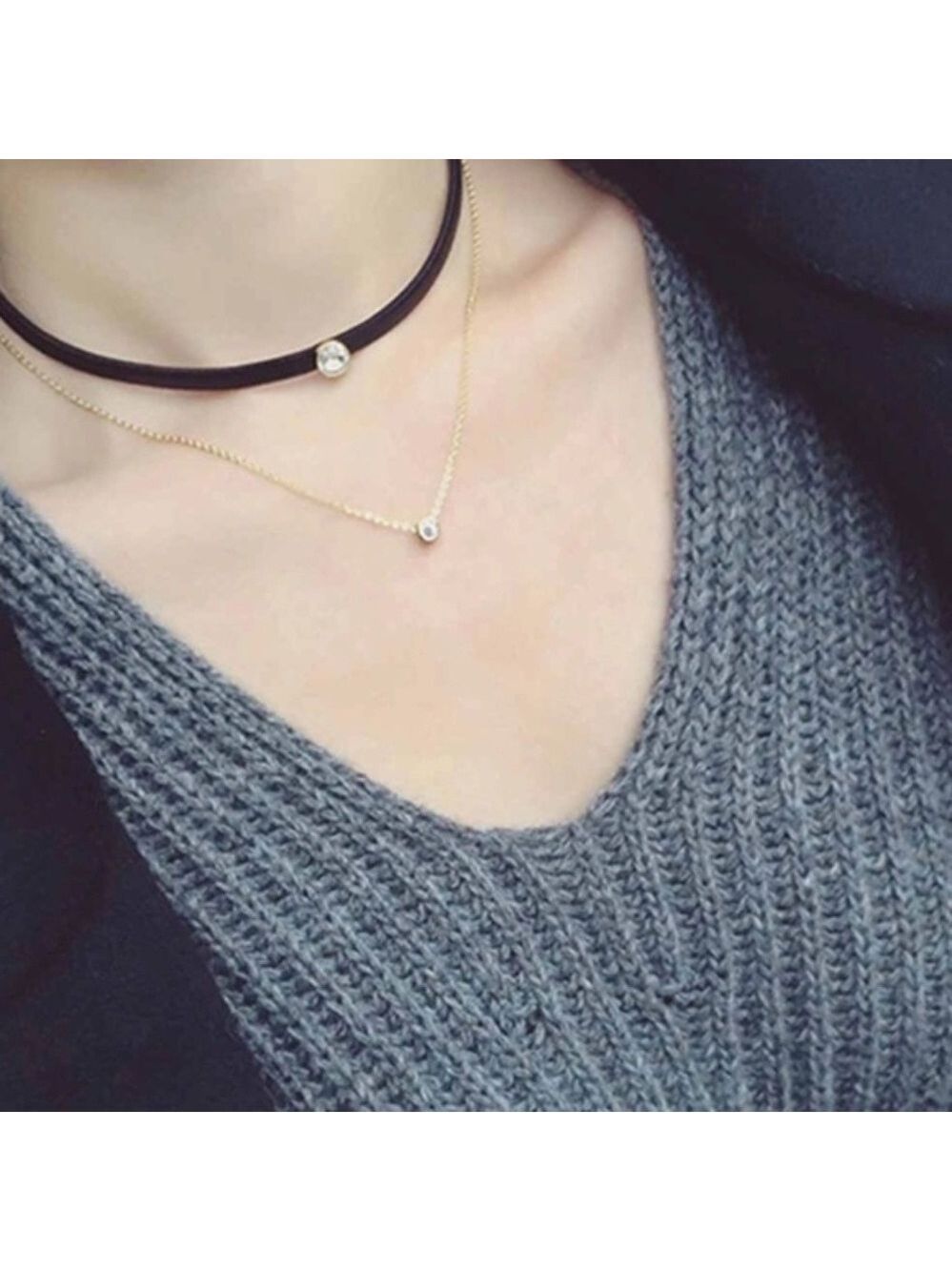 Leather Layered Choker Necklace